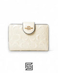 Coach Medium Corner Zip Wallet In Signature Leather in White Style No. CV414