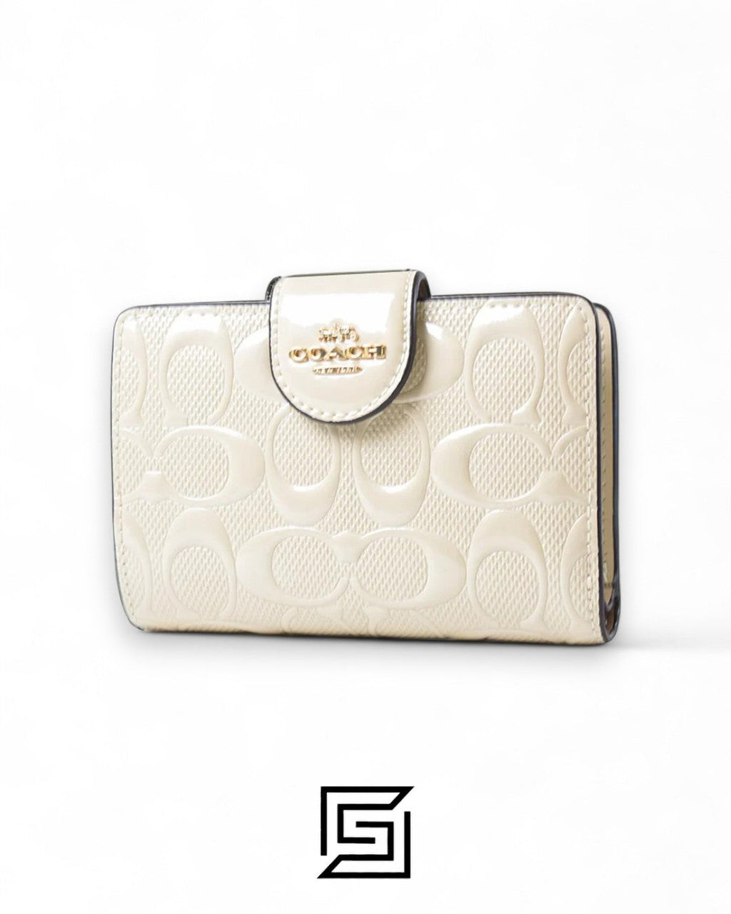 Coach Medium Corner Zip Wallet In Signature Leather in White Style No. CV414
