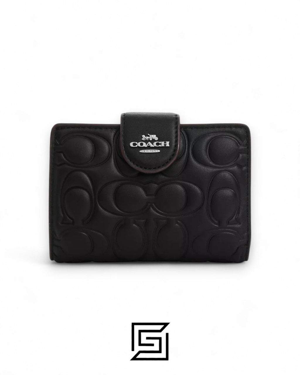 Coach Medium Corner Zip Wallet With Signature Leather Black Style No. CM241