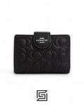 Coach Medium Corner Zip Wallet With Signature Leather Black Style No. CM241