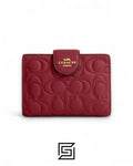Coach Medium Corner Zip Wallet With Signature Leather Red Style No. CM241