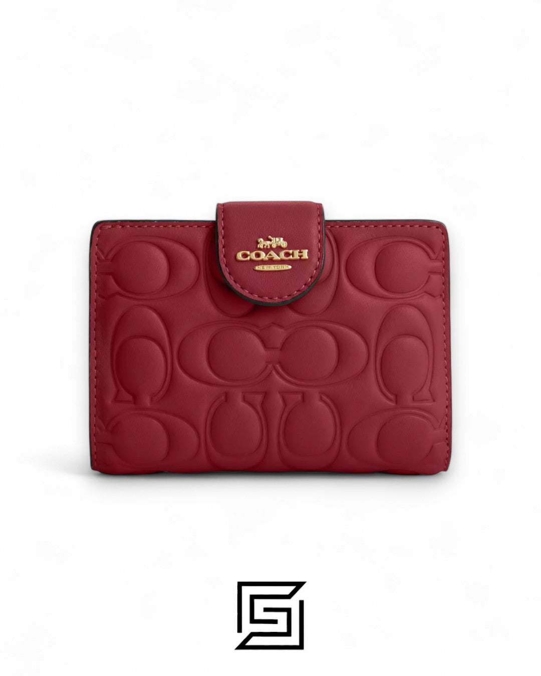 Coach Medium Corner Zip Wallet With Signature Leather Red Style No. CM241