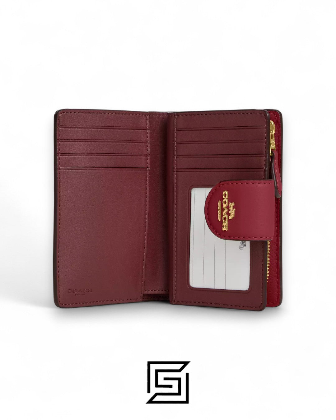 Coach Medium Corner Zip Wallet With Signature Leather Red Style No. CM241