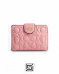 Coach Medium Corner Zip Wallet With Signature Leather Pink Style No. CM241