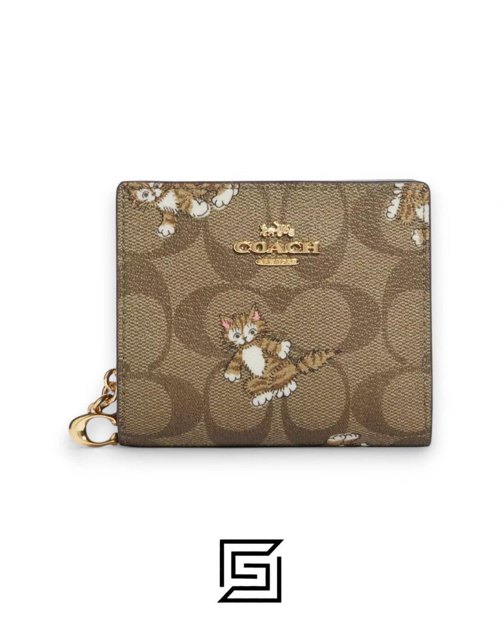 Coach Snap Wallet In Signature Canvas With Dancing Kitten Print – Style No. CC922