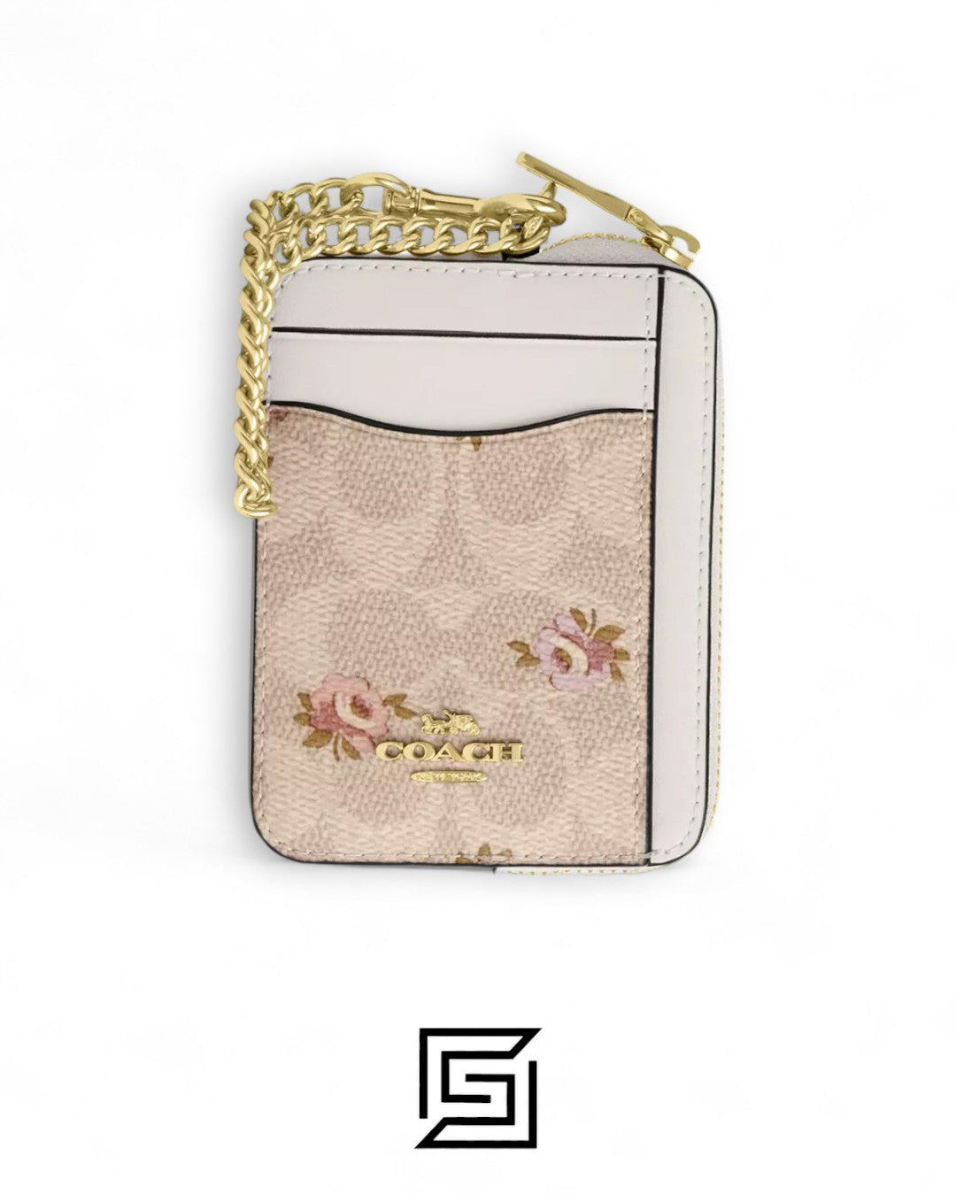 Coach Zip Card Case In Signature Canvas With Floral Print Style No. CW883