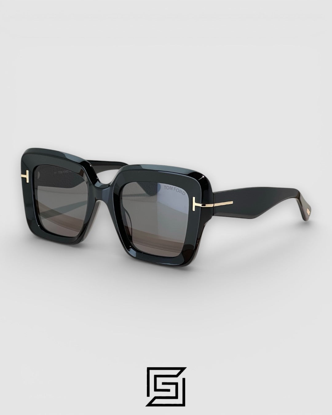 Tom Ford TF1157 Black Acetate Square Sunglasses with Black Lenses