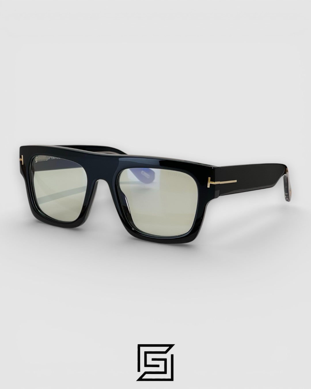 Tom Ford TF711 Light Grey Lenses and Black Frame Luxury Rectangular Sunglasses