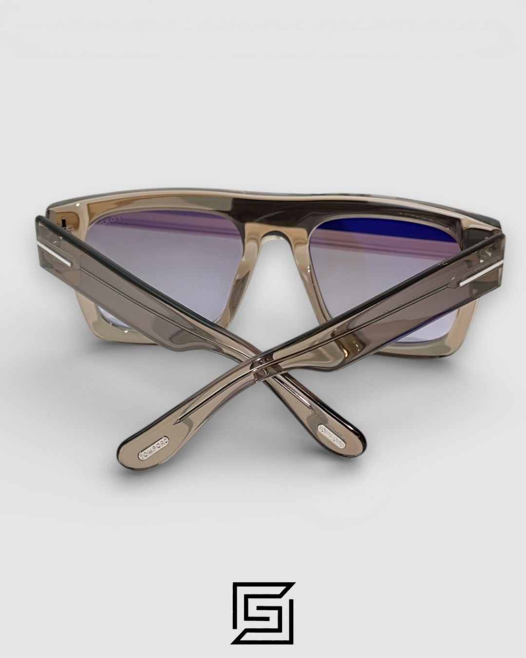 Tom Ford TF711 Light Gold Mirror Lenses and Transparent Grey Frame Luxury Sunglasses