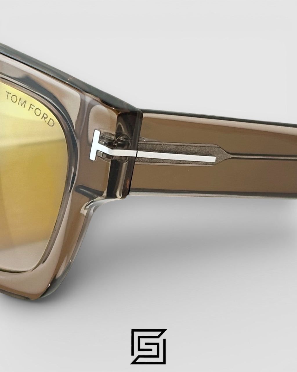 Tom Ford TF711 Light Gold Mirror Lenses and Transparent Grey Frame Luxury Sunglasses