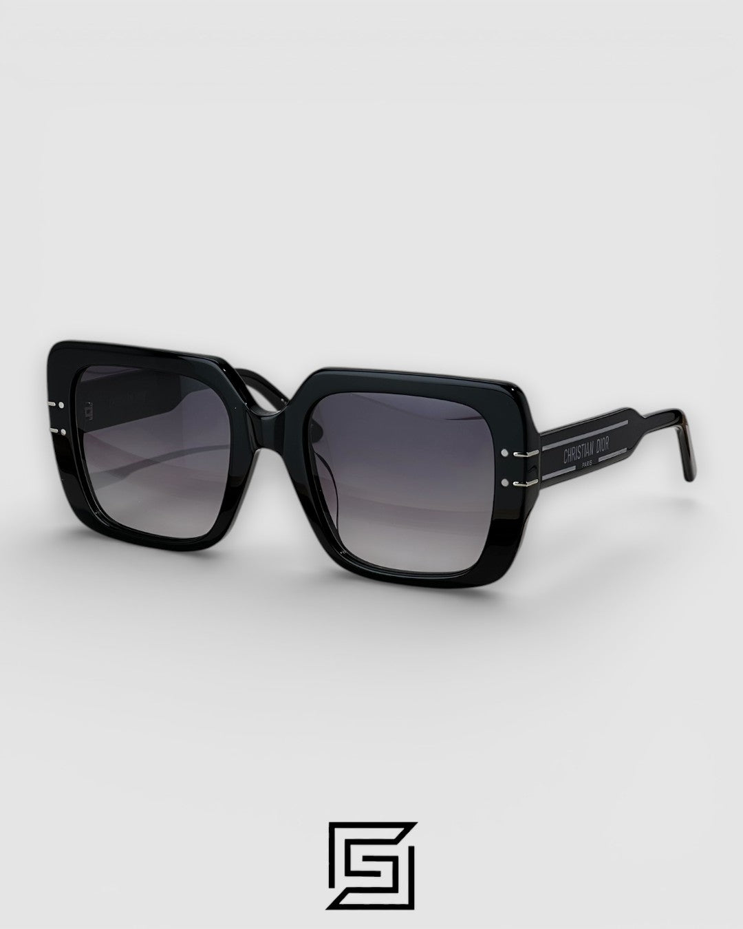 Dior Signature S11I Black Lenses and Black Frame with Silver Logo Luxury Sunglasses