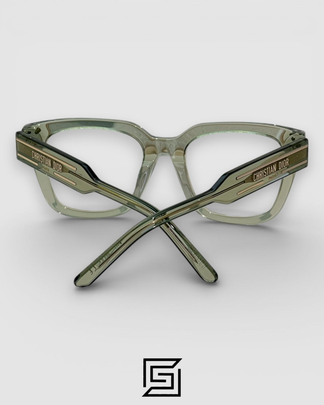 نظارة طبية فاخرة ديور سيجنتشر S51 خضراء شفافة بشعار ذهبي