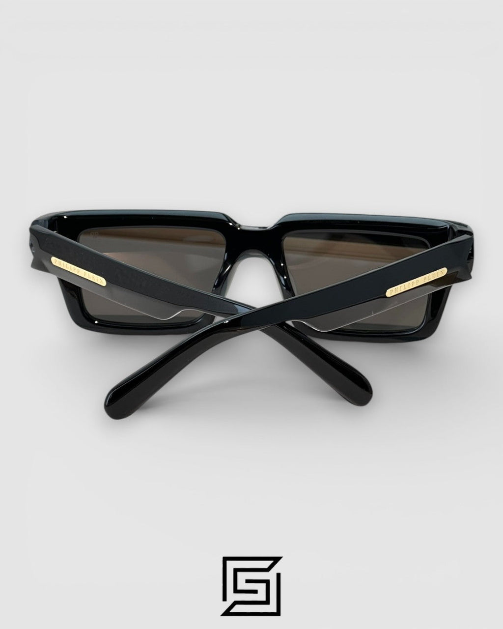 PHILIP PELEN Dark Shapes SPP044 Black Lenses and Black Frame with Gold Logo Luxury Sunglasses