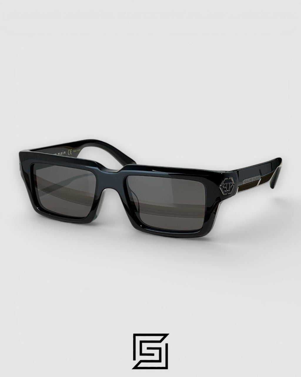 PHILIP PELEN Dark Shapes SPP044 Black Lenses and Black Frame with Gun Logo Luxury Sunglasses