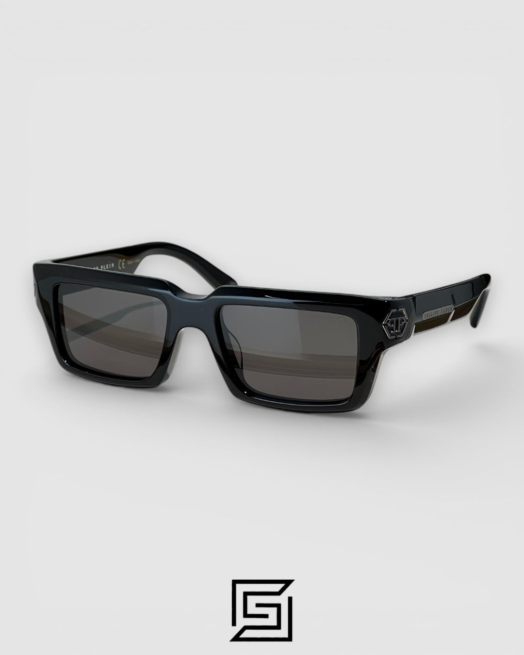 PHILIP PELEN Dark Shapes SPP044 Black Lenses and Black Frame with Gun Logo Luxury Sunglasses