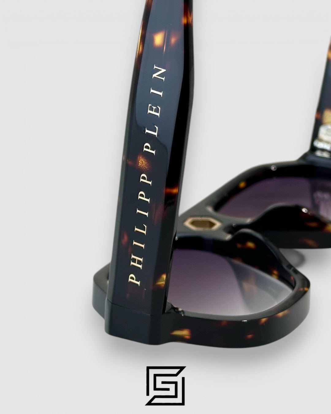 PHILIP PELEN STARLIGHT SPP143 Grey Lenses and Tiger Brown Frame with Gold Logo Luxury Sunglasses