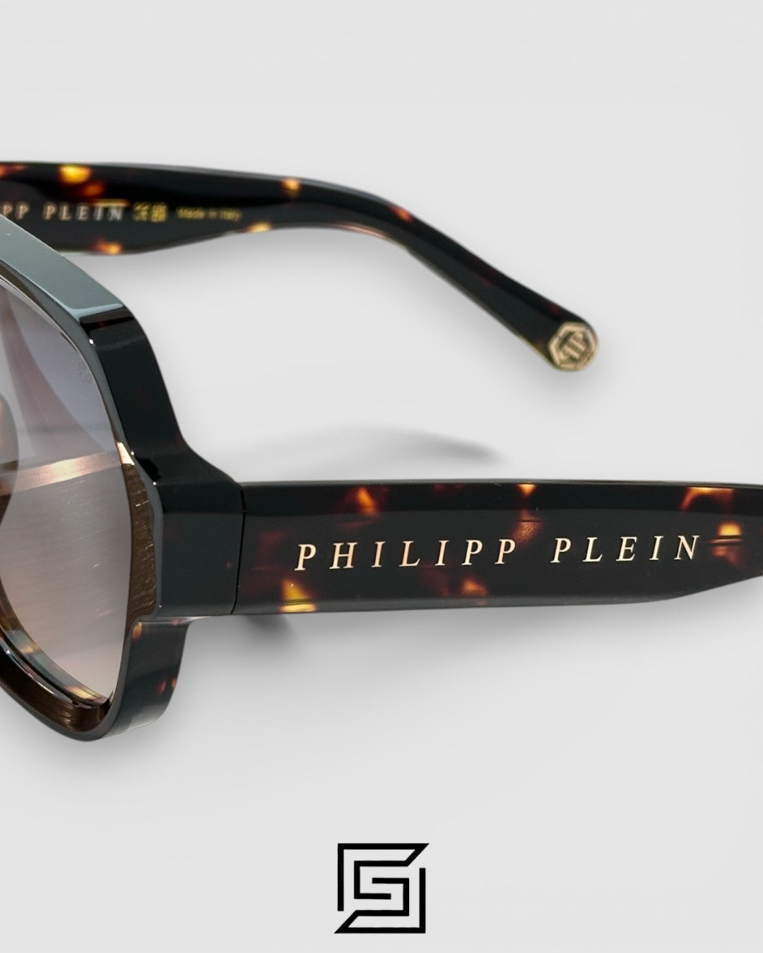 PHILIP PELEN STARLIGHT SPP143 Grey Lenses and Tiger Brown Frame with Gold Logo Luxury Sunglasses