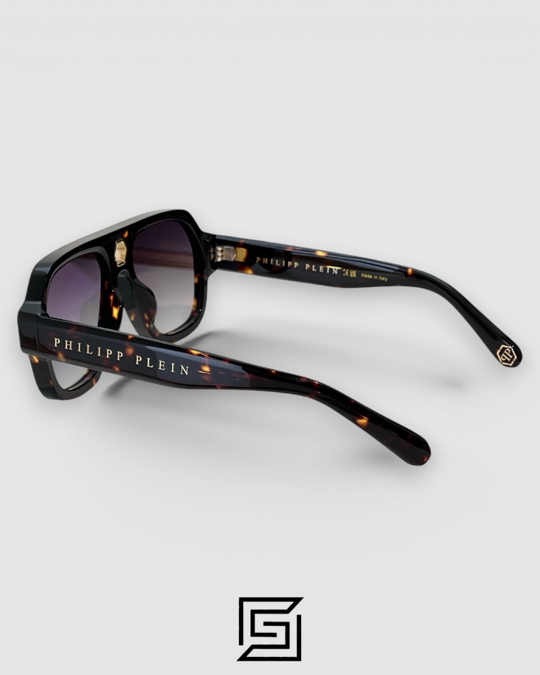 PHILIP PELEN STARLIGHT SPP143 Grey Lenses and Tiger Brown Frame with Gold Logo Luxury Sunglasses