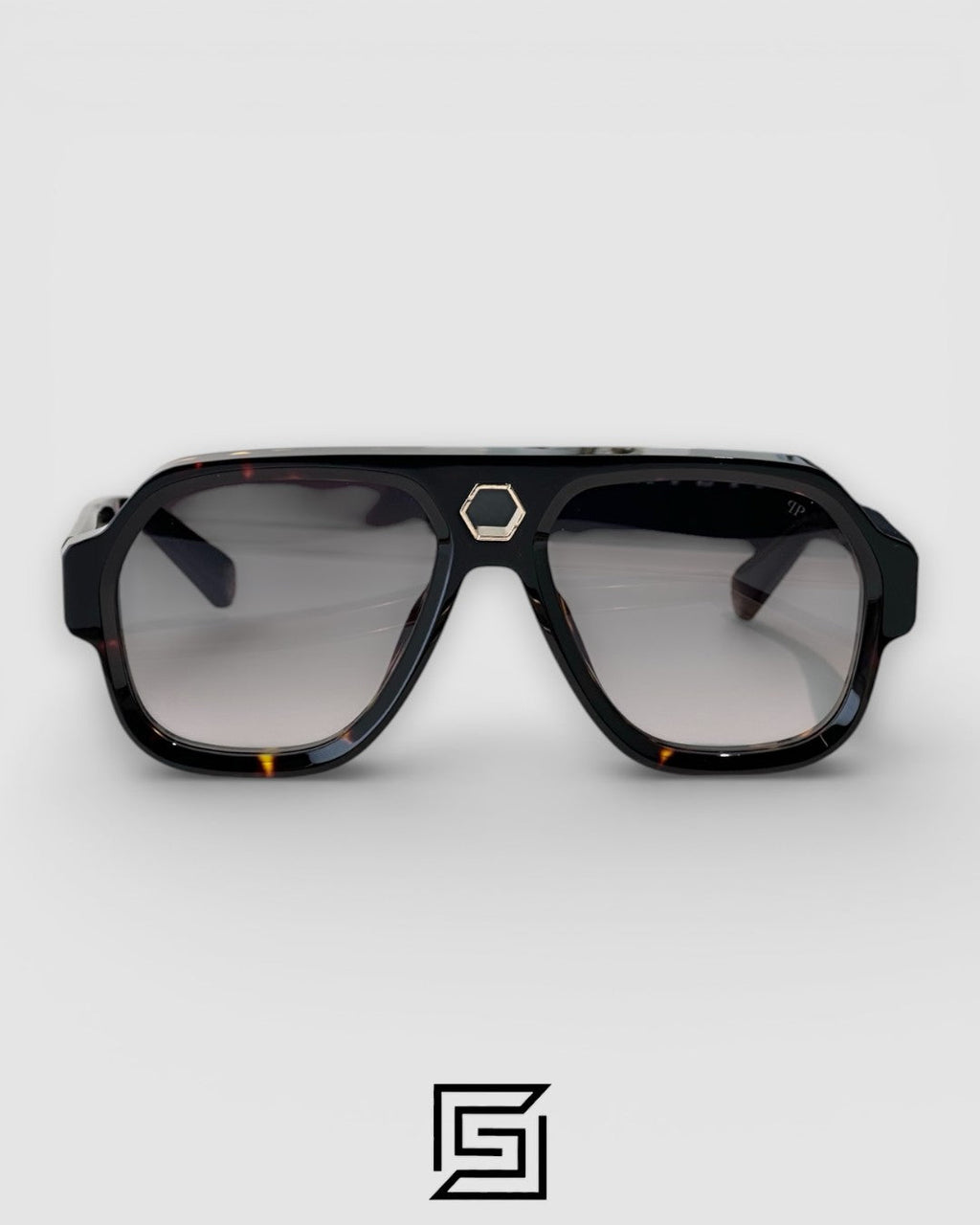 PHILIP PELEN STARLIGHT SPP143 Grey Lenses and Tiger Brown Frame with Gold Logo Luxury Sunglasses