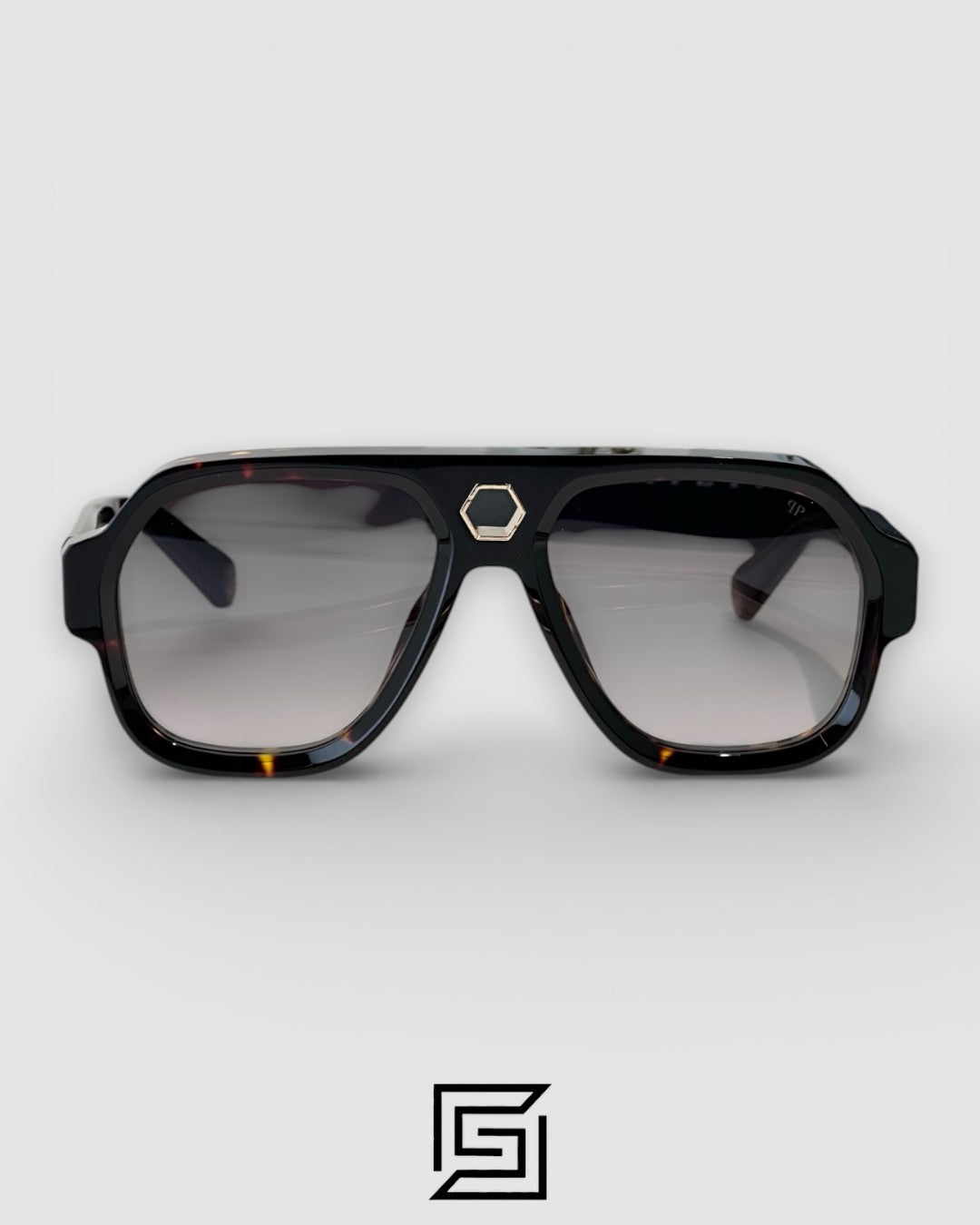 PHILIP PELEN STARLIGHT SPP143 Grey Lenses and Tiger Brown Frame with Gold Logo Luxury Sunglasses