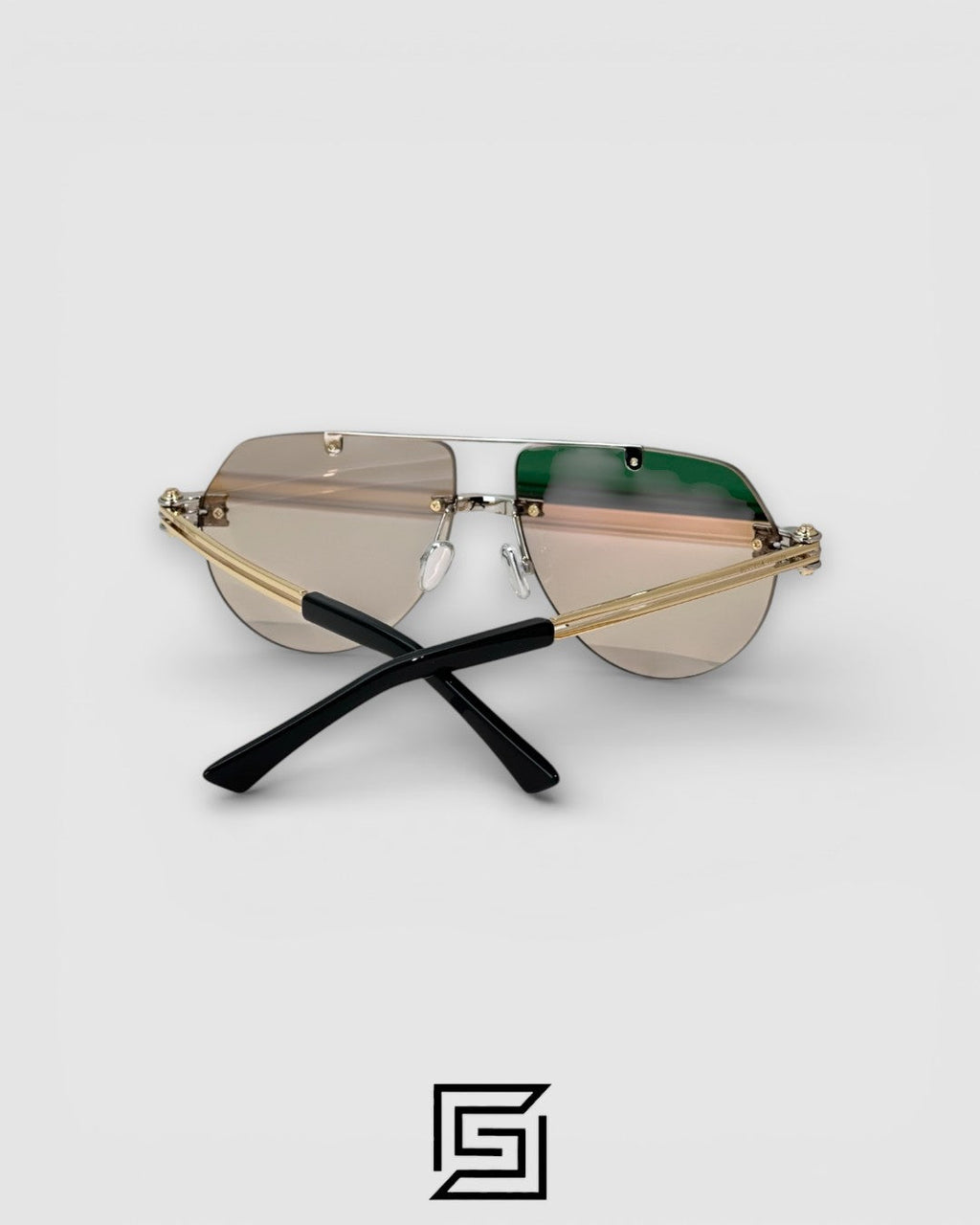 Bottega Veneta BV1342 002 Light Honey Lenses and Silver x Gold Frame Luxury Aviator Sunglasses