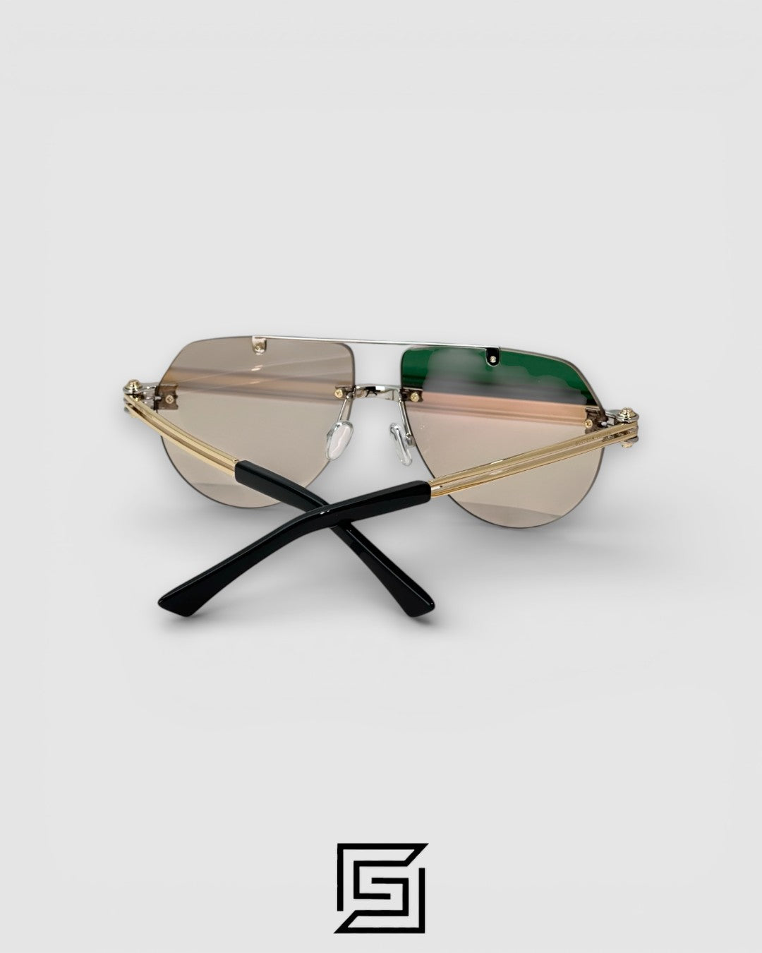 Bottega Veneta BV1342 002 Light Honey Lenses and Silver x Gold Frame Luxury Aviator Sunglasses