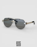 Bottega Veneta BV1342 004 Black Lenses and Silver x Gold Frame Luxury Aviator Sunglasses