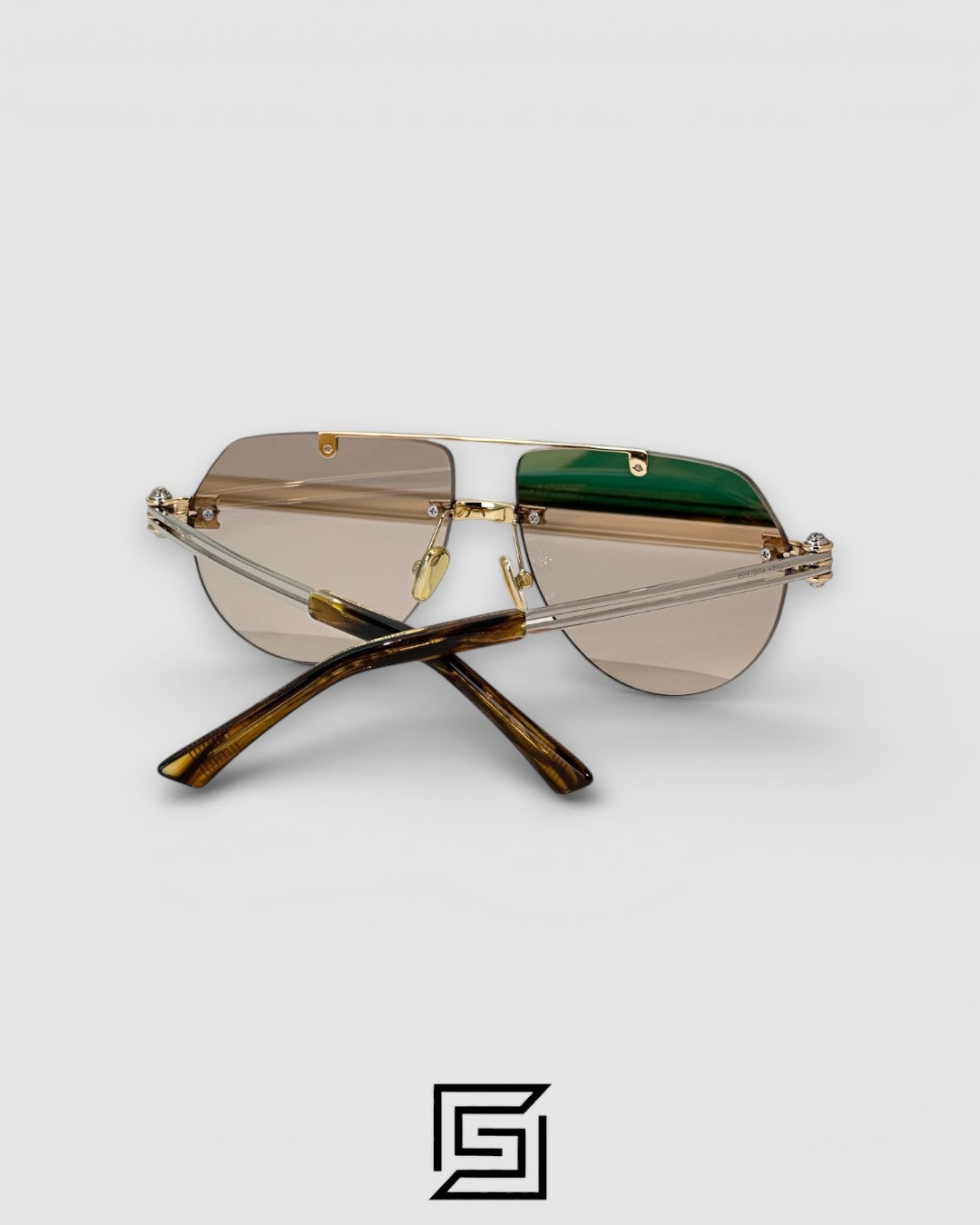 Bottega Veneta BV1342 004 Gold Mirror Lenses and Gold Frame Luxury Aviator Sunglasses