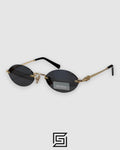 Miu Miu SMUA54S Black Lenses With Gold Frame Luxury Rimless Oval Sunglasses