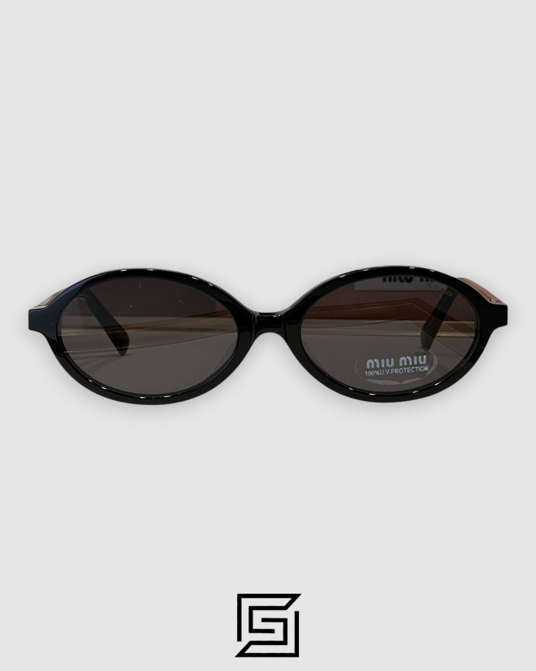 Miu Miu SMU04Z Brown Lenses with Tiger Brown Frame Gold Logo Sunglasses