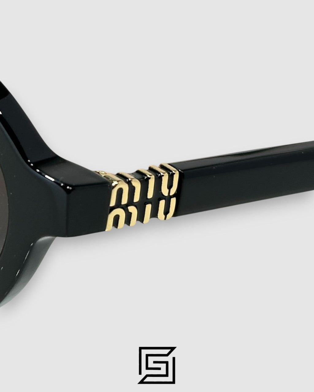 Miu Miu SMU04Z Brown Lenses with Tiger Brown Frame Gold Logo Sunglasses