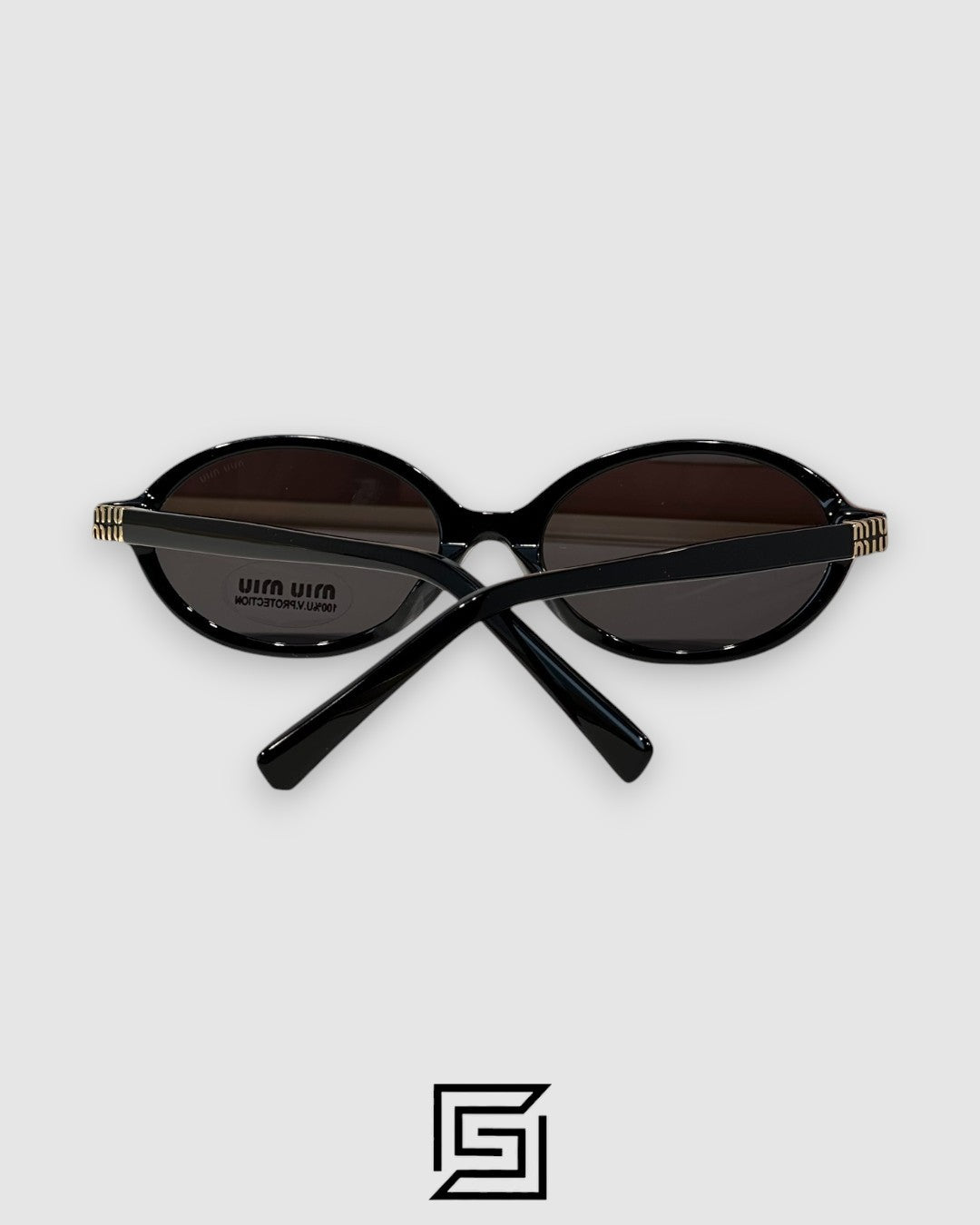 Miu Miu SMU04Z Brown Lenses with Tiger Brown Frame Gold Logo Sunglasses