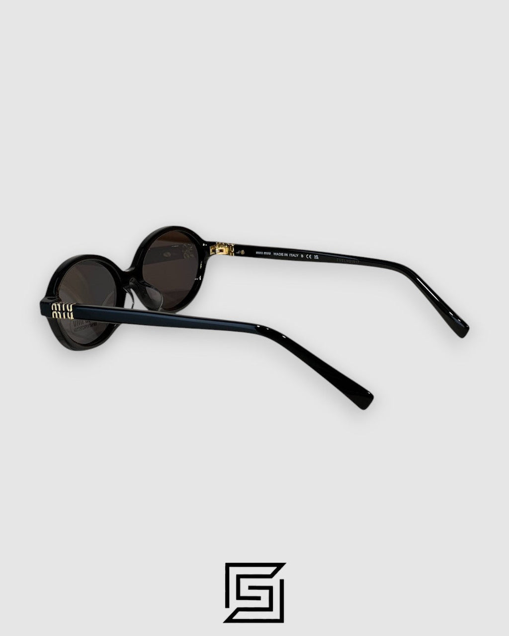 Miu Miu SMU04Z Brown Lenses with Tiger Brown Frame Gold Logo Sunglasses