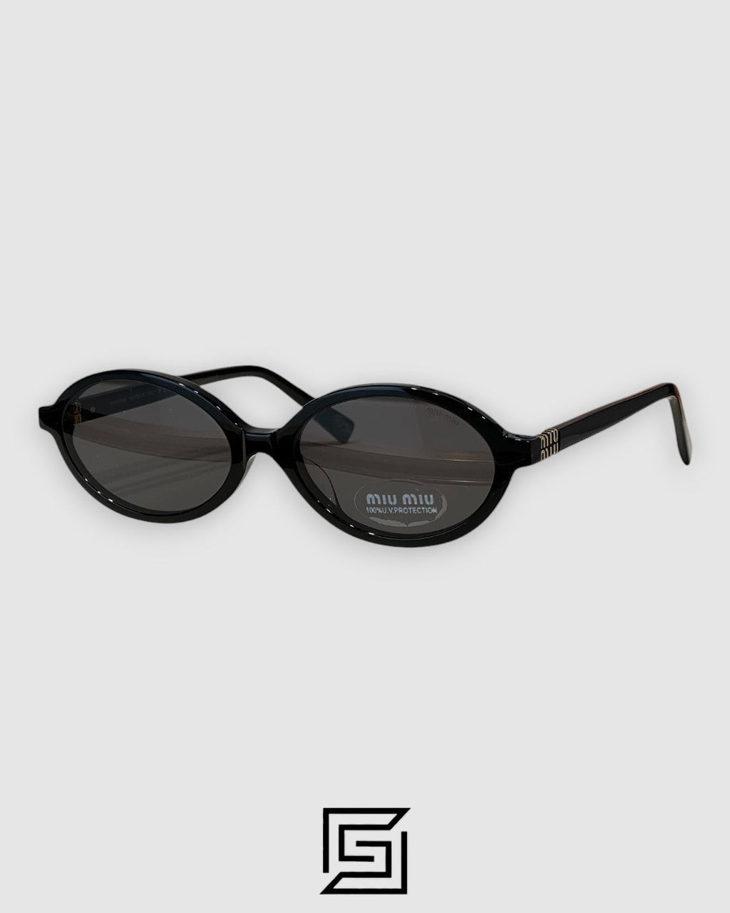 Miu Miu SMU04Z Brown Lenses with Tiger Brown Frame Gold Logo Sunglasses
