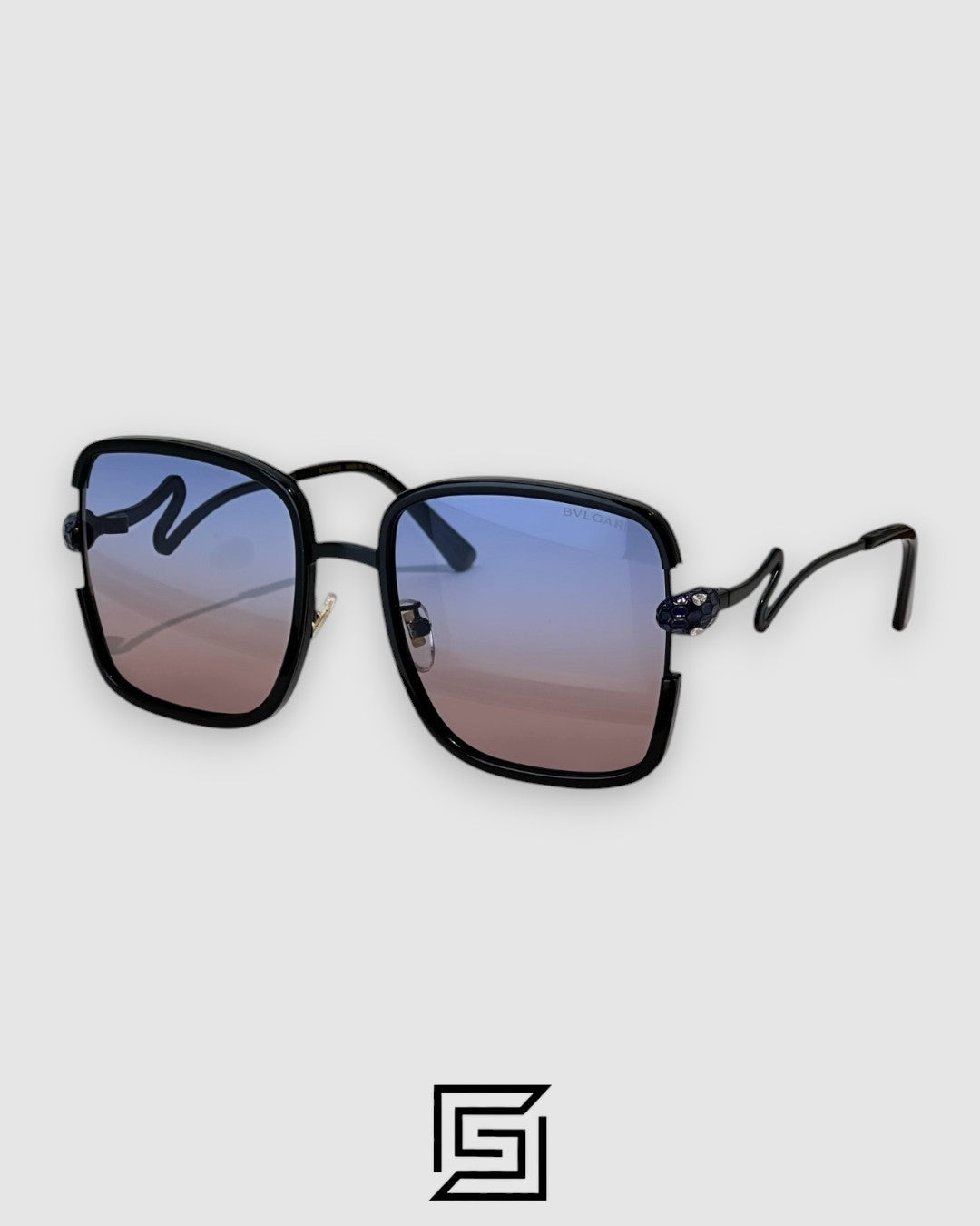 BV8880 Blue Lenses With Black Frame Luxury Square Sunglasses