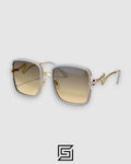 Bvlgari BV8880 Honey Lenses With White Frame Gold Metal Square Sunglasses