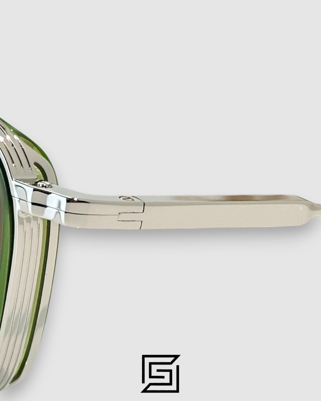 John Dalia BARD C107 Green Lenses and Green Frame Silver Metal  Sunglasses