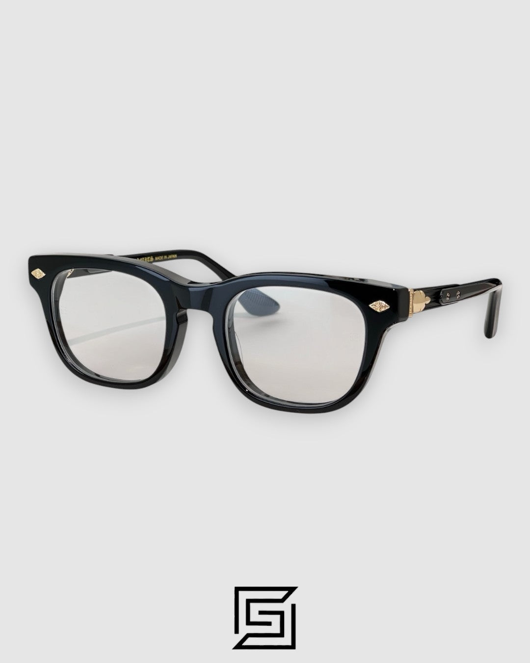 Chrome Hearts BAGGINS إطار أسود معدن ذهبي بصريات