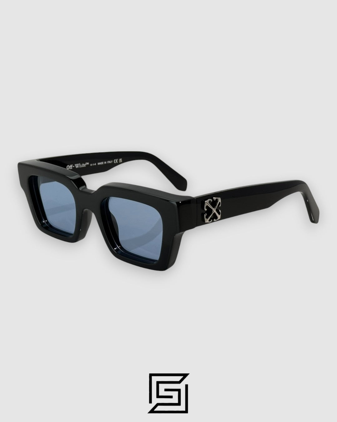 Off-White OER126 Blue Lenses With Black Square Sunglasses