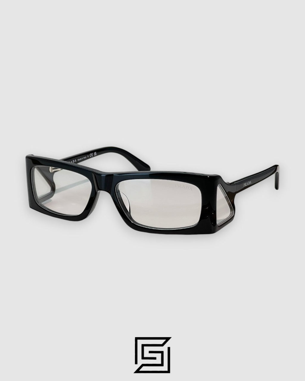 Prada SPR03 إطار أسود - عدسات مستطيلة