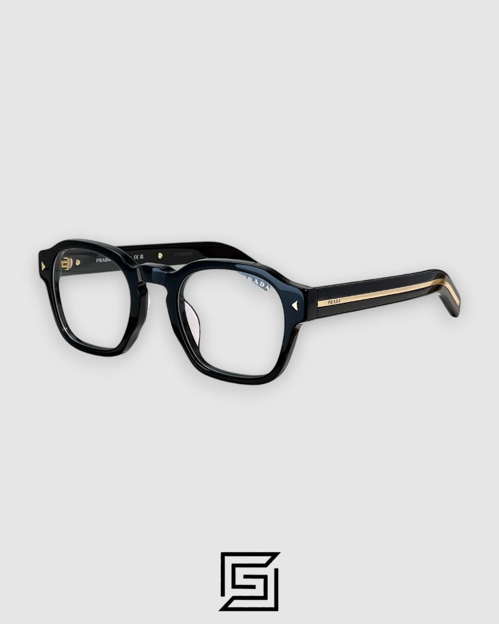 Prada SPR A16 Black Frame Gold Metal Black Lenses