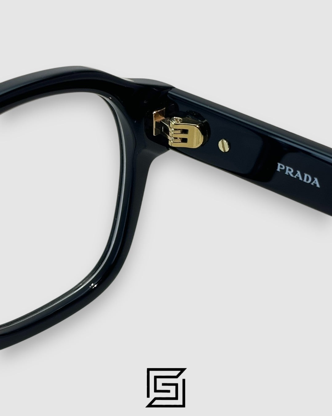 Prada SPR A16 Black Frame Gold Metal Black Lenses