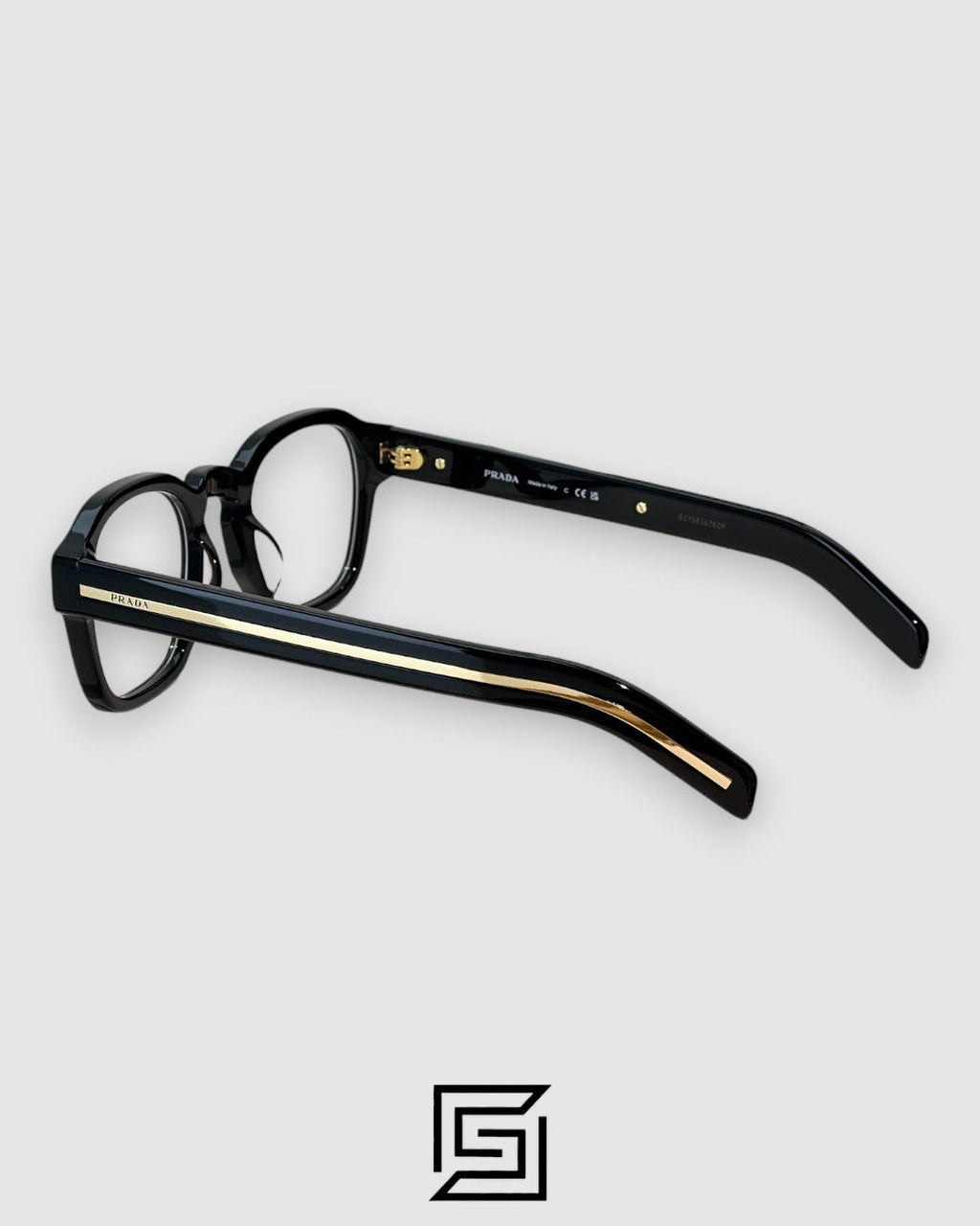 Prada SPR A16 Black Frame Gold Metal Black Lenses