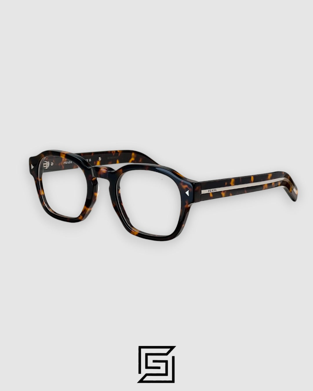 Prada SPR A16 Tiger Brown Frame Silver Metal Brown Lenses