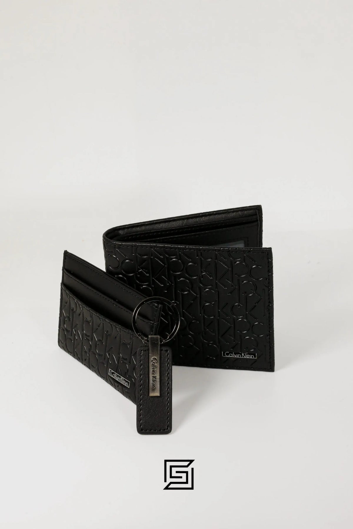 CK ORG LEATHER GIFT SET HARD PATTERN CK LETTERS/BLACK