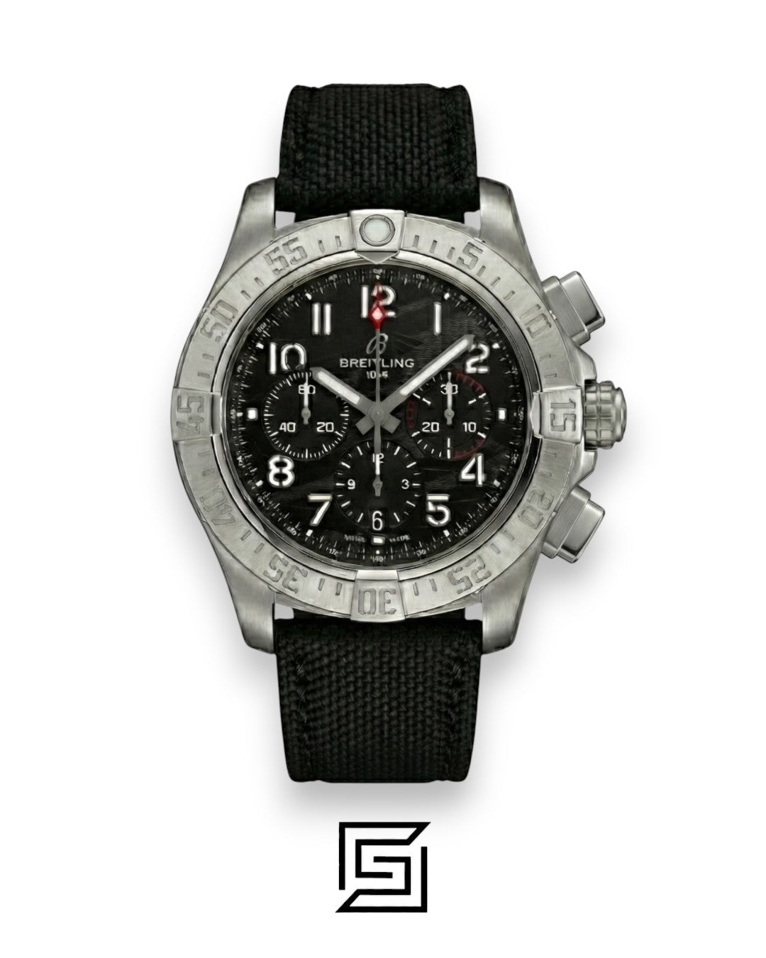 Breitling Chronograph Black Dial Black Fabric Strap Men’s Watch