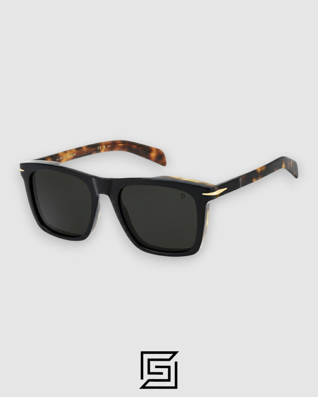 David Beckham DB7000 Black With Tiger Brown Frame and Tiger Arm Black Lenses