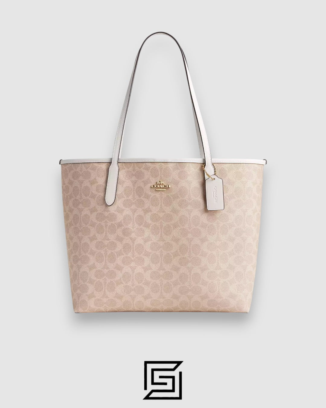 Coach City Tote Bag In Signature Canvas Khaki Style Number 5696