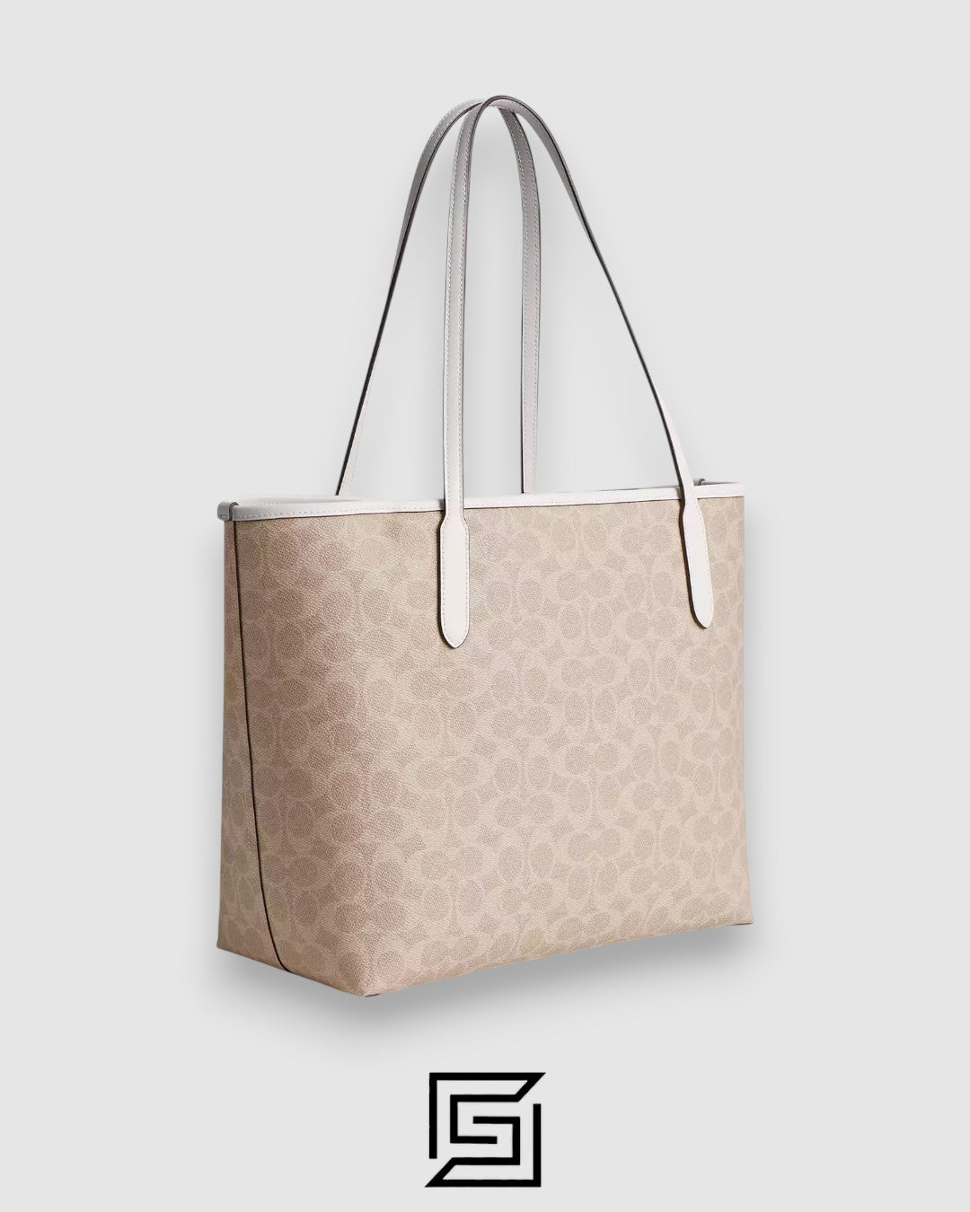 Coach City Tote Bag In Signature Canvas Khaki Style Number 5696