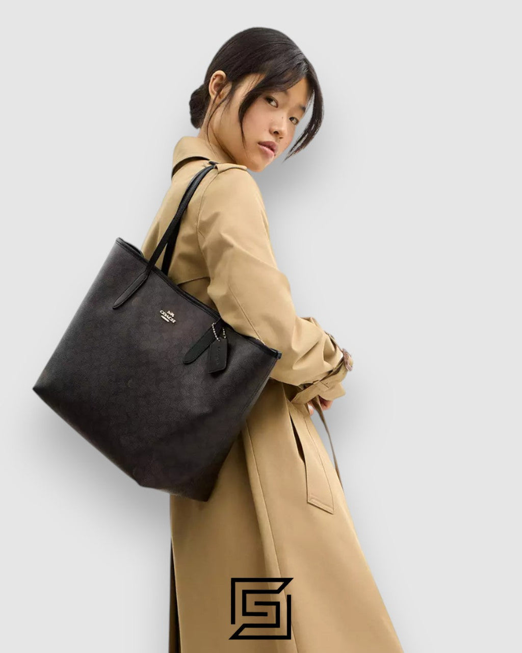 Coach City Tote Bag In Signature Canvas Dark Brown Style Number 5696